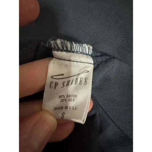 CP Shades Dark Blue Velvet Short Sleeve Top Rayon/Silk Blend Made in USA (S) - Picture 6 of 7